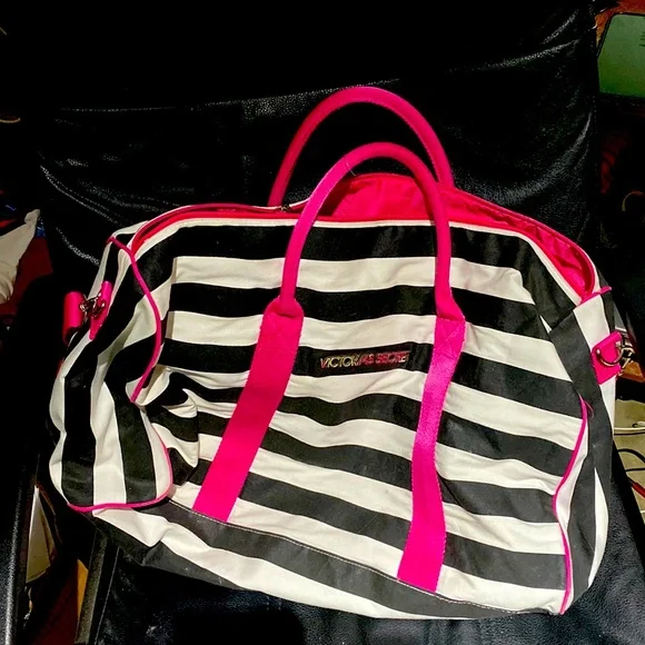 Victoria’s Secret black and white stripes bag - Picture 3 of 9